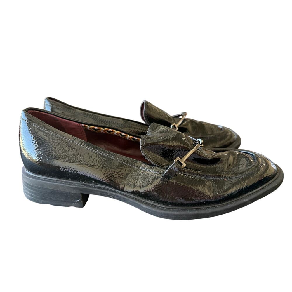 Franco Sarto Women's Black Patent Leather Silver Accent Loafers Size 9M - Picture 5 of 10